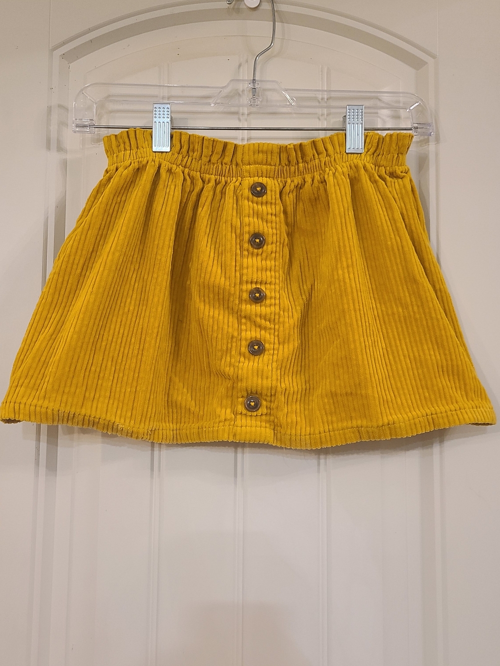 Isaac Mizrahi Mustard Yellow Corduroy Button-Front Skirt Girl's Size M